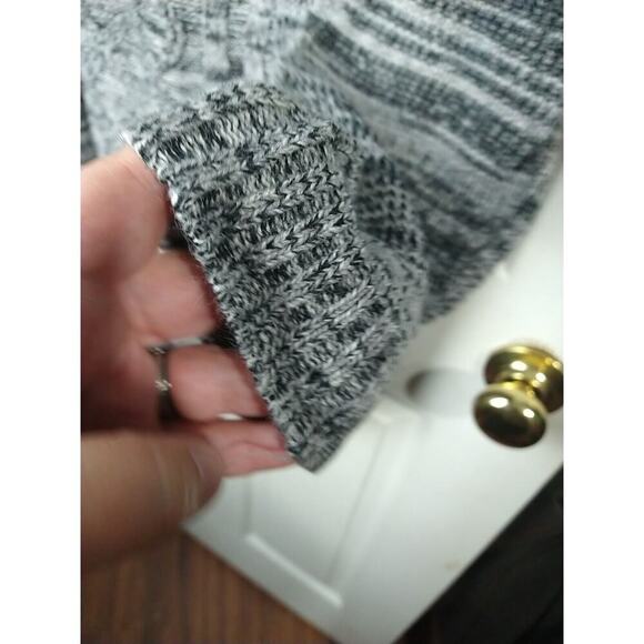 Jason Maxwell Woman M Sweater Grey White Heathered Cable Knit Long Sleeve Curved - Picture 9 of 12